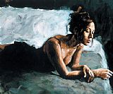Fabian Perez Canvas Paintings - Renee on Bed I